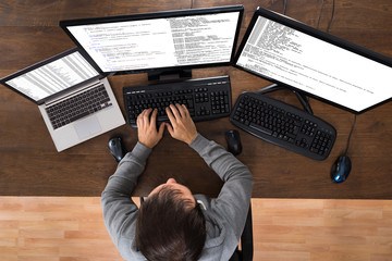 Poster - Man Stealing Data From Computers And Laptop