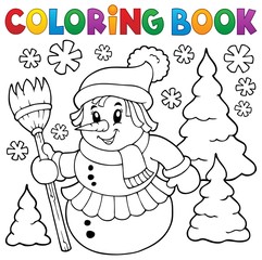 Canvas Print - Coloring book snowwoman topic 1