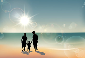 Wall Mural - Family under Sunset 