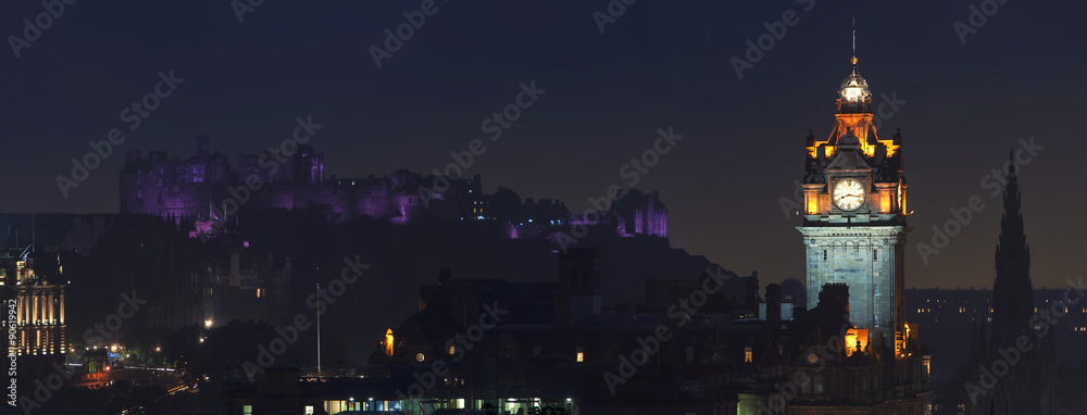 Aerial night view of Edinburgh - obrazy, fototapety, plakaty 