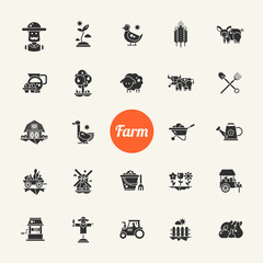 Wall Mural - Set of farm agriculture flat design icons and pictograms