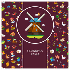 Wall Mural - Postcard template of modern flat design  farm and agriculture