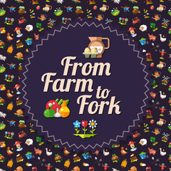 Wall Mural - Modern flat design farm and agriculture icons flyer template