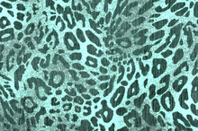 Black And Blue Leopard Fur Pattern. Spotted Animal Print As Background.