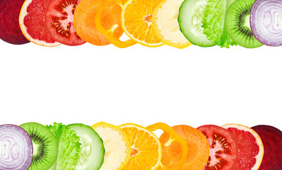 Wall Mural - Color fruit and vegetable slices