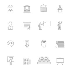 Sticker - Higher Education Icon Outline Set