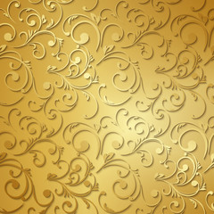 Aufkleber - Luxury golden floral wallpaper