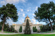 Wide angel view of the capitol Christmas tree located in front of the California State Capitol in Sacramento.