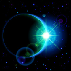 Wall Mural - dark planet with flare