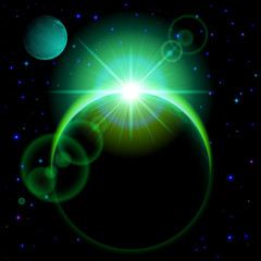 Wall Mural - dark planet with flare