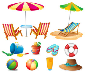 Wall Mural - beach objects and toys