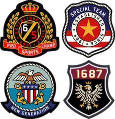 set of retro vintage badges shielding