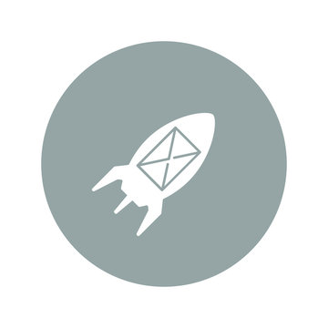 Illustration rocket with an icon.