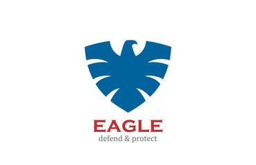 Fototapete - Eagle Shield shape Logo design vector. Defend, Protect icon