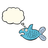 Fototapeta Pokój dzieciecy - cartoon fish with thought bubble