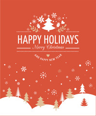 Red Christmas Background With Typography, Lettering