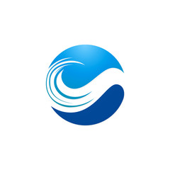 round wave water beach abstract logo