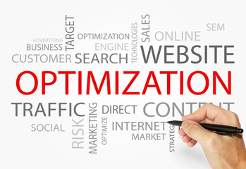 Poster - Optimization words concept, Business and Internet concept