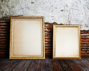 Picture frame in grunge room.