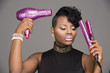 Pink Hair Dryer African American Woman