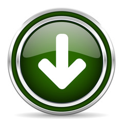 Poster - download arrow green glossy web icon