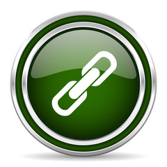 Fototapete - link green glossy web icon
