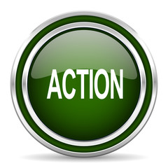 Poster - action green glossy web icon