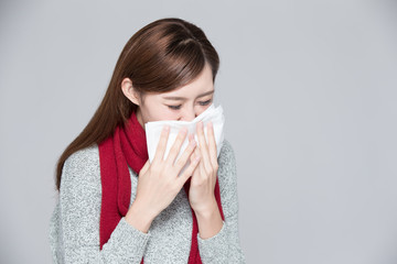 Wall Mural - A woman catches a cold