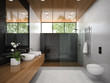 © Dmitry Berg - Interior of  bathroom with wooden ceiling 3D rendering 6