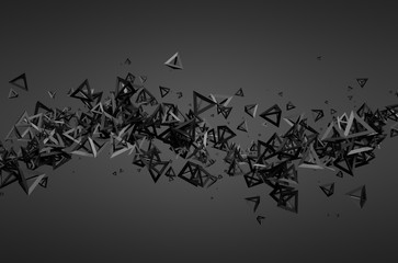Poster - abstract 3d rendering of flying particles.