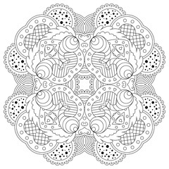 Wall Mural -  Black and white mandala.