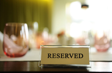 Reserved table in a restaurant
