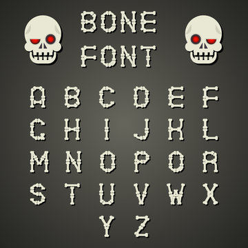 Cartoon Bone Alphabet A to Z Flat Design Font Symbol Icon Vector
