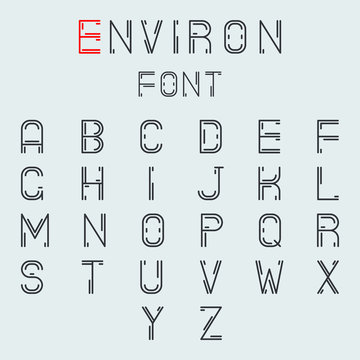 Simple Line Abstract Retro Alphabet A to Z Minimal Font Symbol