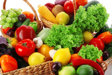 Fototapete - Fresh vegetables and fruits, closeup