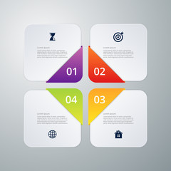 Wall Mural - Vector illustration of four square infographics
