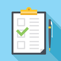 Poster - Vector clipboard with pen and checklist icon