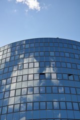 Glass facade of modern office building