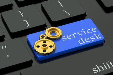 Canvas Print - Service Desk concept on blue keyboard button