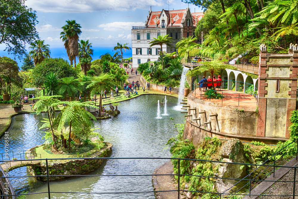 Scenic of Monte Palace Tropical Garden. Funchal, Madeira Island, Portugal - obrazy, fototapety, plakaty 