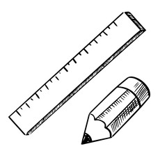Aufkleber - Pencil and ruler sketch icons