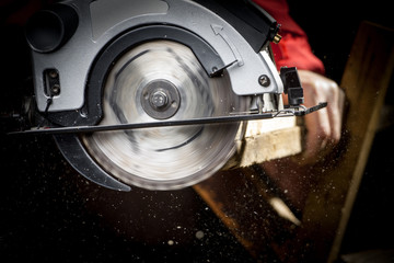 Wall Mural - Carpenter with Circular Saw