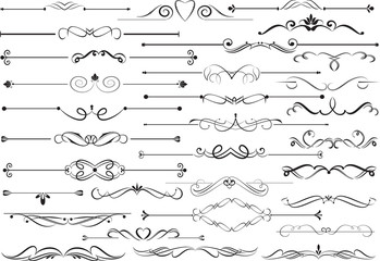 Set of decorative calligraphic elements for editable and design.