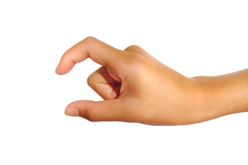 Hand pose like picking something isolated on a white background