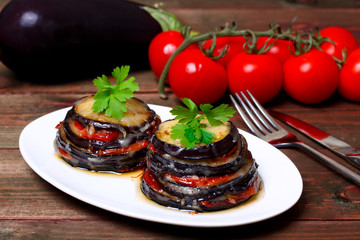 Wall Mural - Parmigiana di melanzane: baked eggplant - italy, sicily cousine