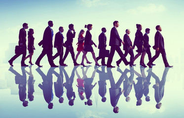 Poster - Business People Commuter Walking City Concept