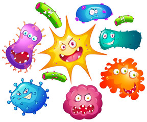 Sticker - Bacteria with facial expressions