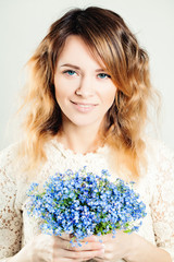 Wall Mural - Pretty Girl with Flowers