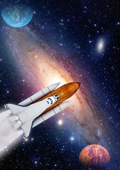 Wall Mural - outer space travel shuttle rocket launch spaceship spacecraft planet. elements of this image furnish