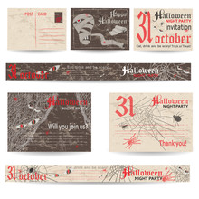 Set Of Vintage Post Stamps For Halloween Party